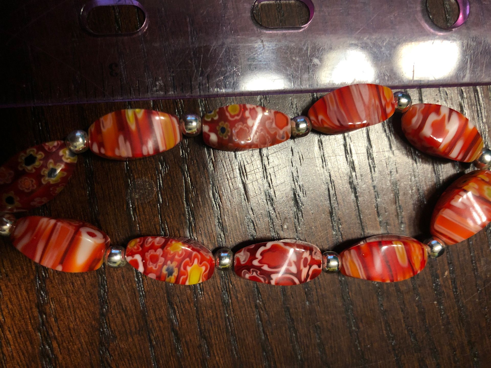 Orange Venetian glass necklace and bracelet set - photo 3