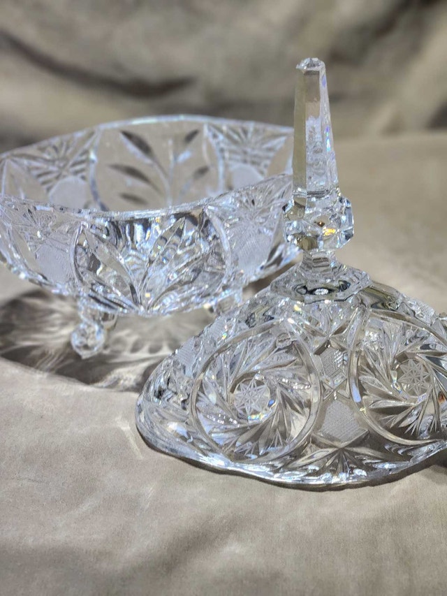 24% Lead Crystal Lidded Candy Dish with Tall Steeple Spire - photo 3