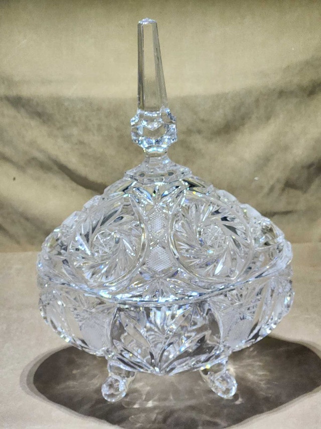 24% Lead Crystal Lidded Candy Dish with Tall Steeple Spire - photo 5