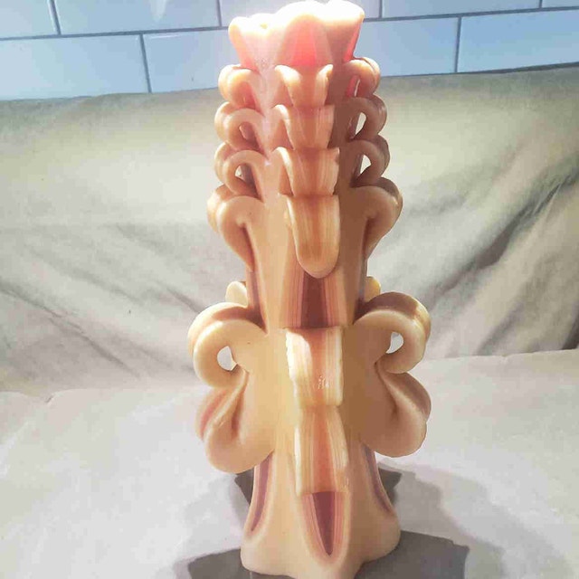 Vintage Golden Dawn Designs Carved Ribbon Candle