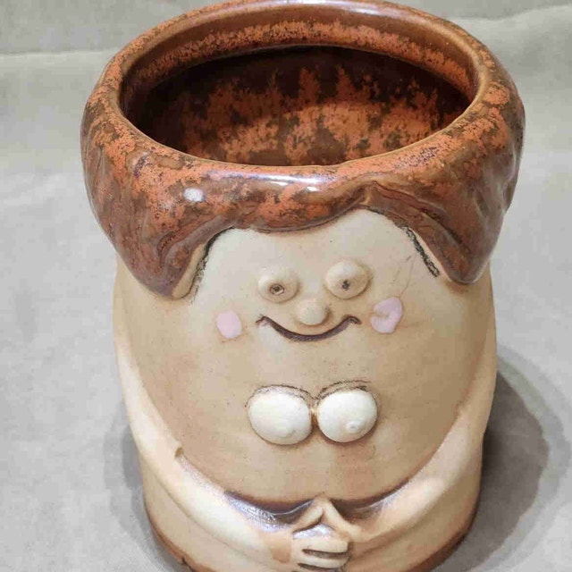 70s Novelty "Boobie" Face Mug - Retro Kitsch Stoneware