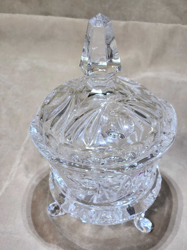 Vintage Hand-Cut Lead Crystal Lidded Candy Dish