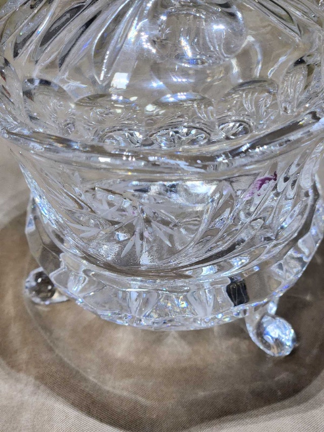 Vintage Hand-Cut Lead Crystal Lidded Candy Dish - photo 2