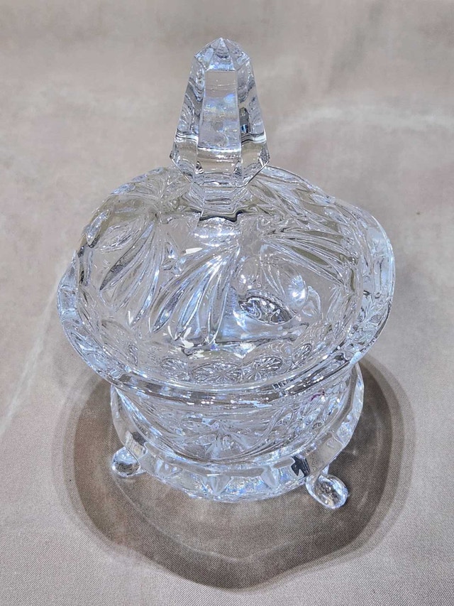 Vintage Hand-Cut Lead Crystal Lidded Candy Dish - photo 4