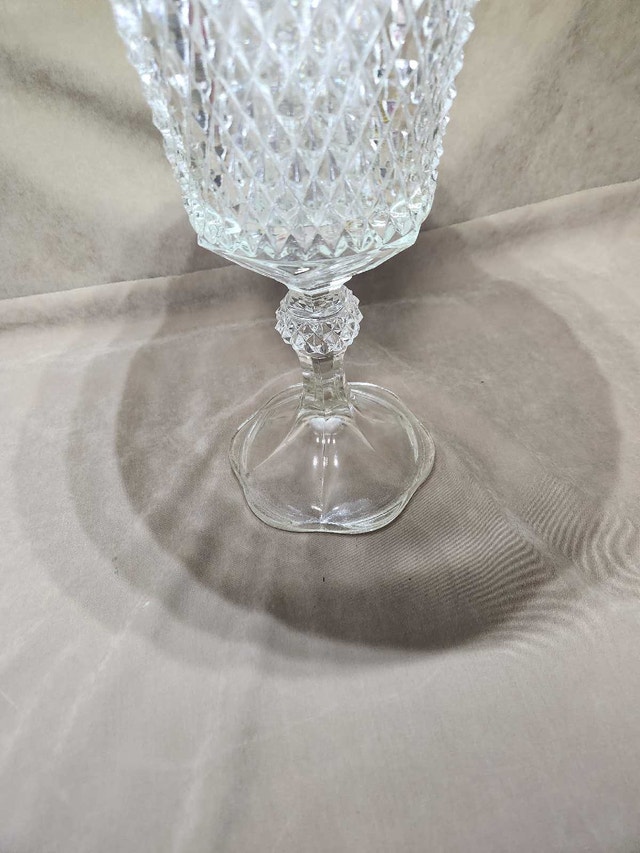 Vintage Indiana Glass Diamond Point Apothecary Jar with Lid - photo 4