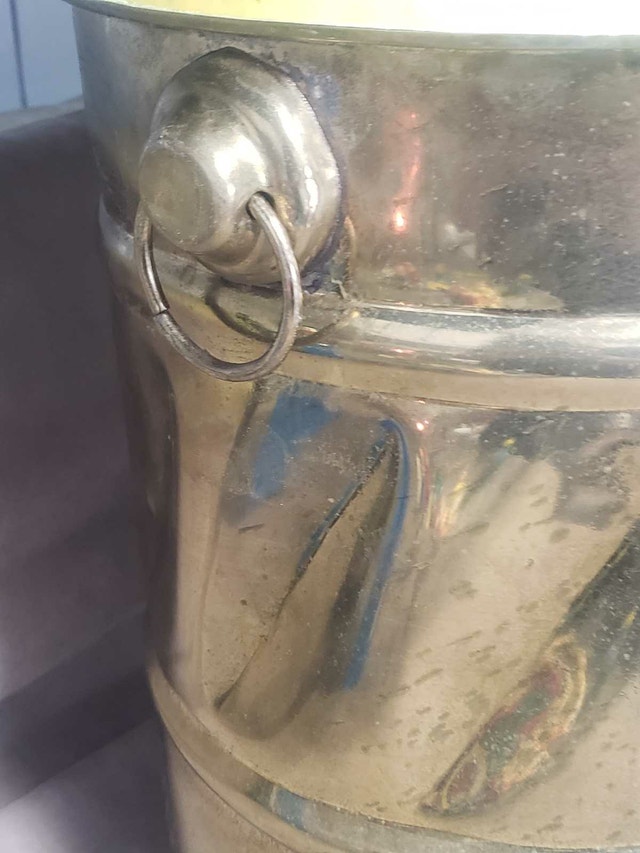 Vintage Solid Brass Footed Planter with Handles - photo 4