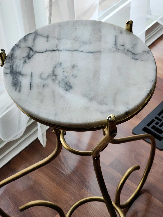 Vintage Marble-Top Pedestal Plant Stand
