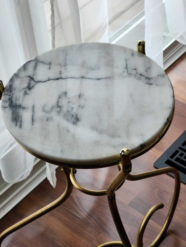 Vintage Marble-Top Pedestal Plant Stand - photo 3