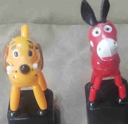 Vintage 1960s/1970s Plastic Push Puppets (Pair of 2)