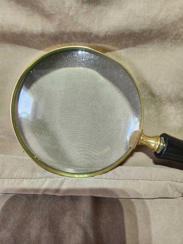Vintage Style Brass Magnifying Glass with Black Resin Handle - photo 2