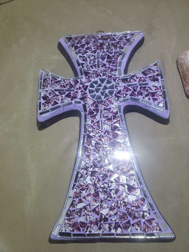 2 Rustic Mexican Wall Crosses, Beautiful Mosaic/Terracota - photo 2