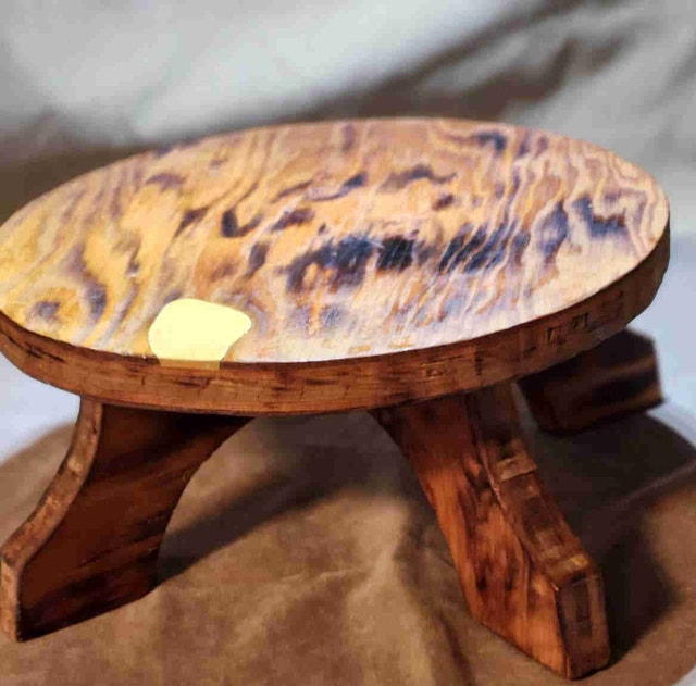Vintage Handcrafted Round Wooden Footstool/Plant Riser