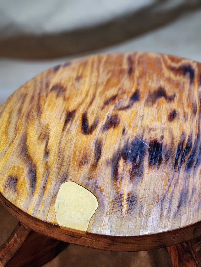 Vintage Handcrafted Round Wooden Footstool/Plant Riser - photo 2