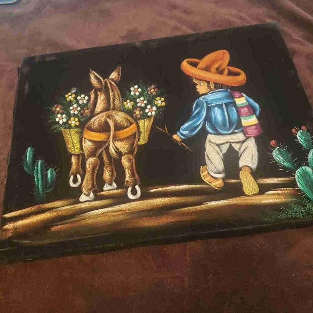 1960s/1970s, Mexican Folk Art Black Velvet Painting