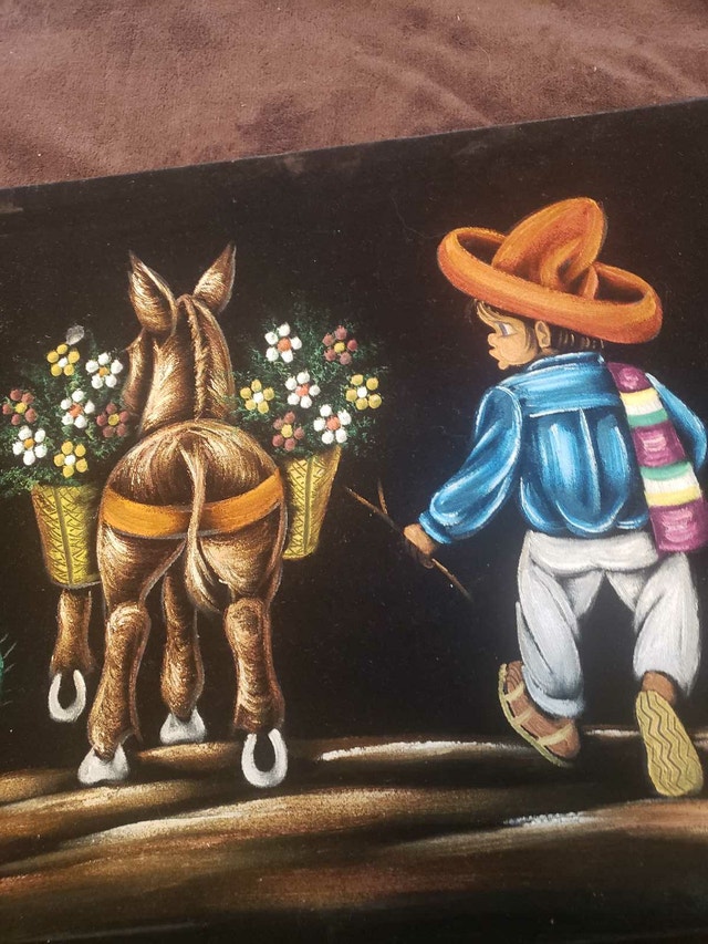 1960s/1970s, Mexican Folk Art Black Velvet Painting - photo 2