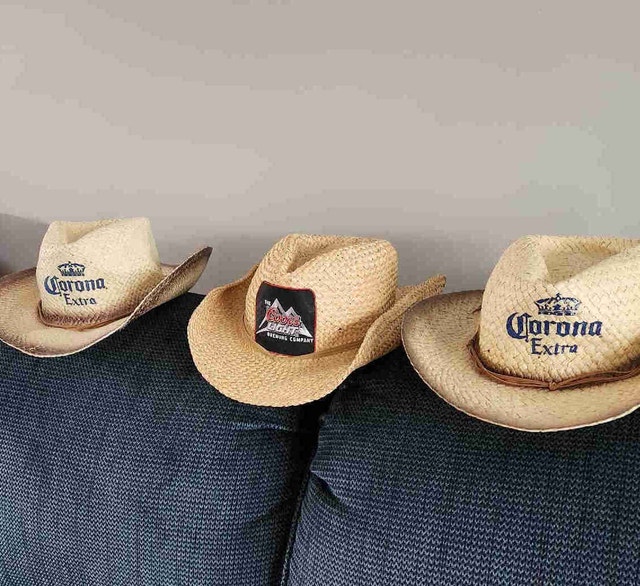 Beer Brand Straw Cowboy Hats - Corona Extra & Coors Light