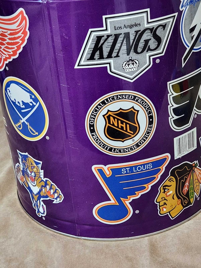 Vintage Metal Sports Logo Waste Basket – Features Oilers & More! - photo 5