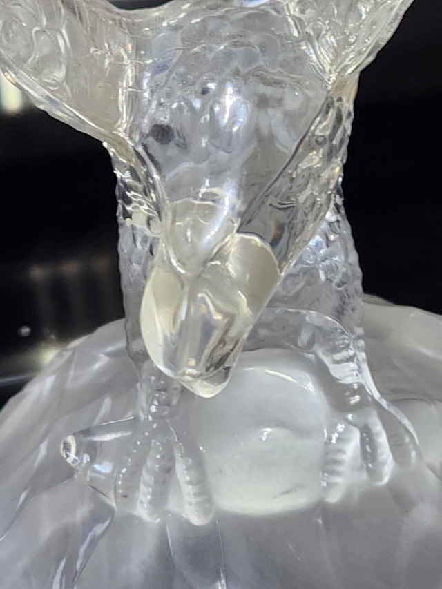 Large 8" Frosted Glass Eagle on Solid Wood Base - photo 4