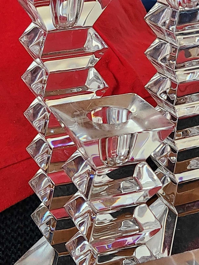 Vintage Tiered Crystal Candlestick Holders – Set of 6 - photo 3