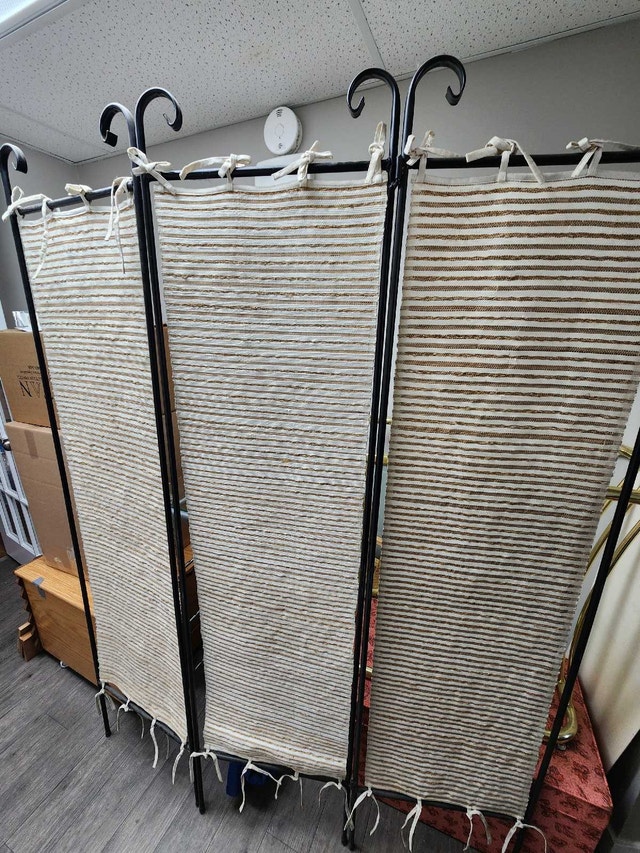 6 ft Tall 3-Panel Metal & Fabric Room Divider
