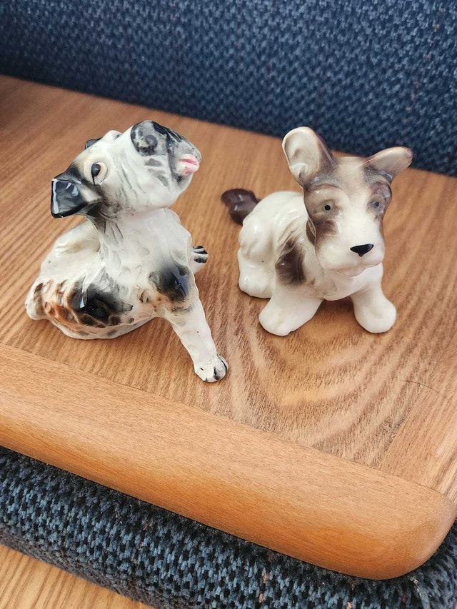 Vintage Hand-Painted Dog Figurines – Made in Japan