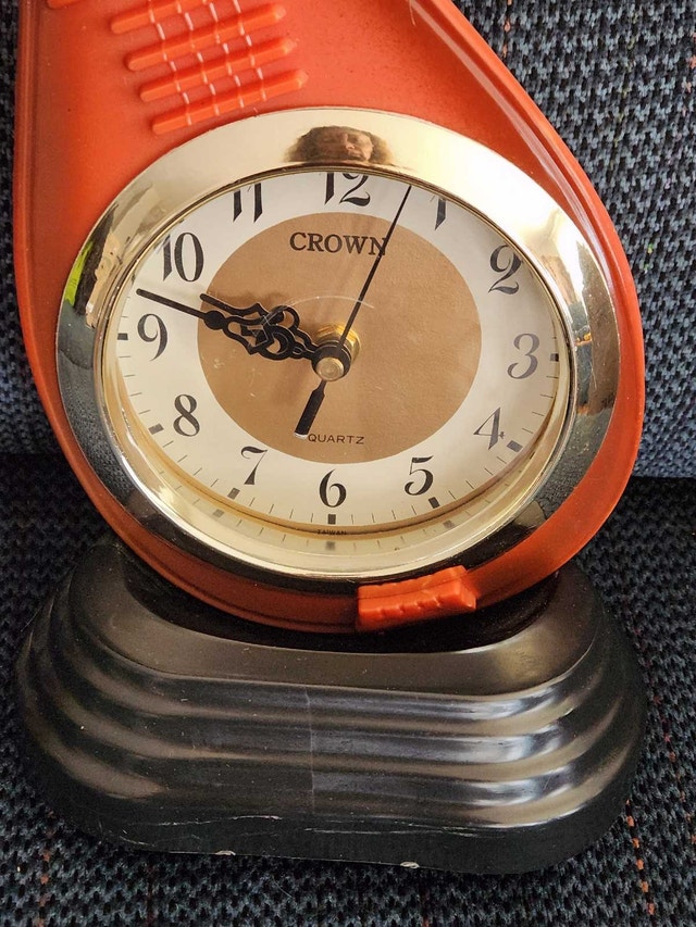 Vintage 14.5" Pipa Lute Desk Clock - Retro Orange - WORKING - photo 4
