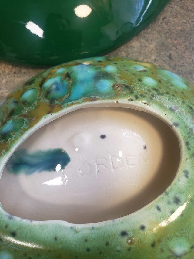 MCM Borden of California "Avocado" Drip Glaze Ashtray Set - photo 4