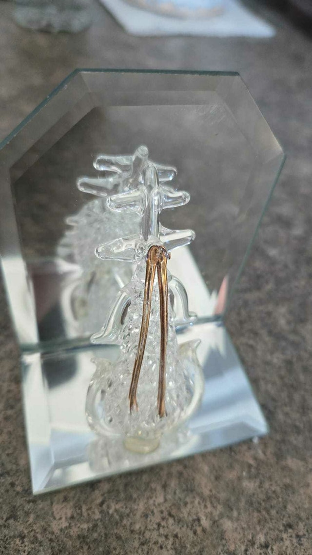 Vintage Hand-Blown Spun Glass Set - Cello & Rose with Butterfly - photo 3