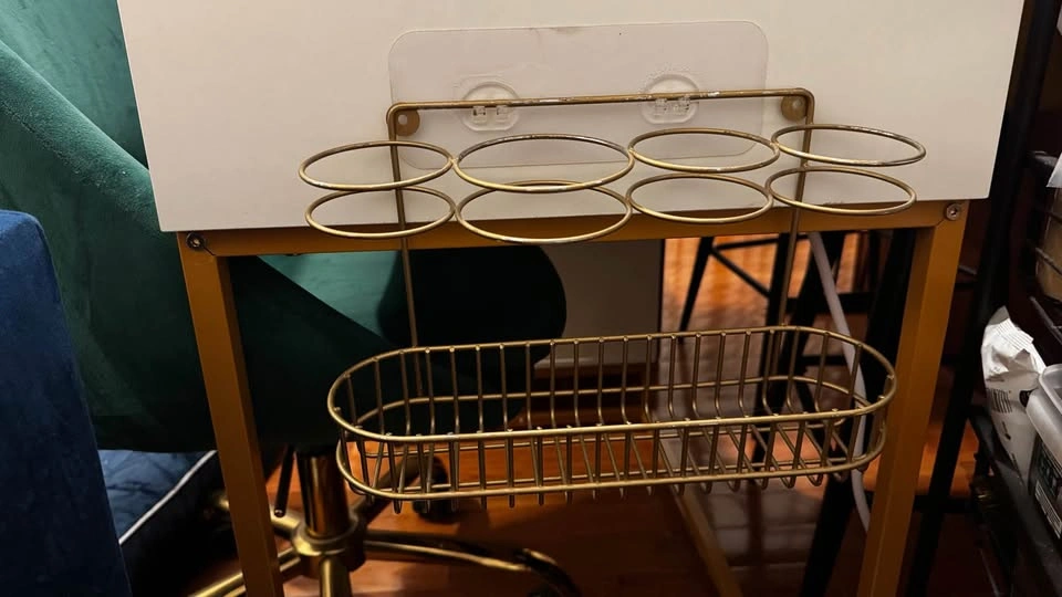 Modern White & Gold Desk with Cane Detail - photo 4