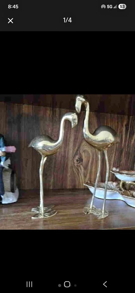 Vintage Brass Flamingo Pair - Hollywood Regency / MCM Decor