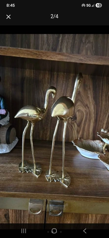 Vintage Brass Flamingo Pair - Hollywood Regency / MCM Decor - photo 2