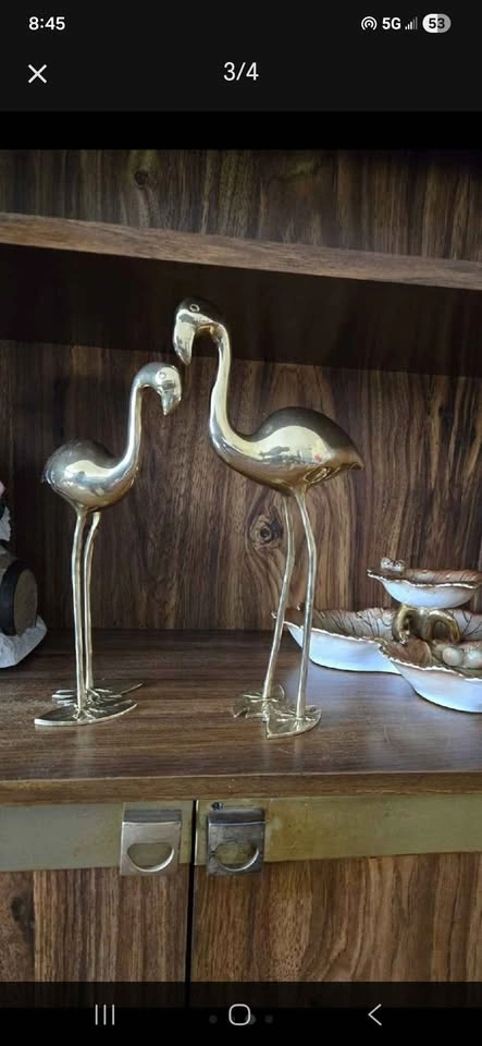 Vintage Brass Flamingo Pair - Hollywood Regency / MCM Decor - photo 3