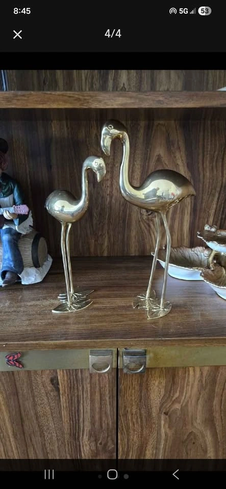 Vintage Brass Flamingo Pair - Hollywood Regency / MCM Decor - photo 4