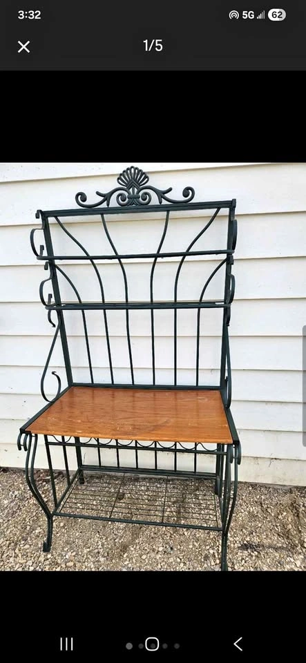 Vintage Wrought Iron Style Baker’s Rack