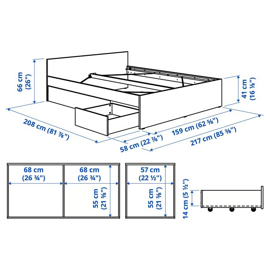 Ikea Queen Bed Frame and Mattress Set - photo 2
