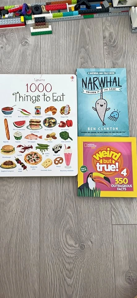Usborne 1000 Things to Eat, Narwhal, and Nat Geo Kids Books