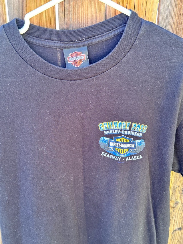 Vintage Harley Davidson Skagway Alaska Wolf Graphic T-Shirt - photo 2