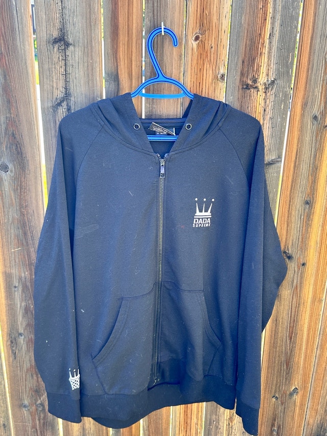 black dada supreme zip up hoodie size XL
