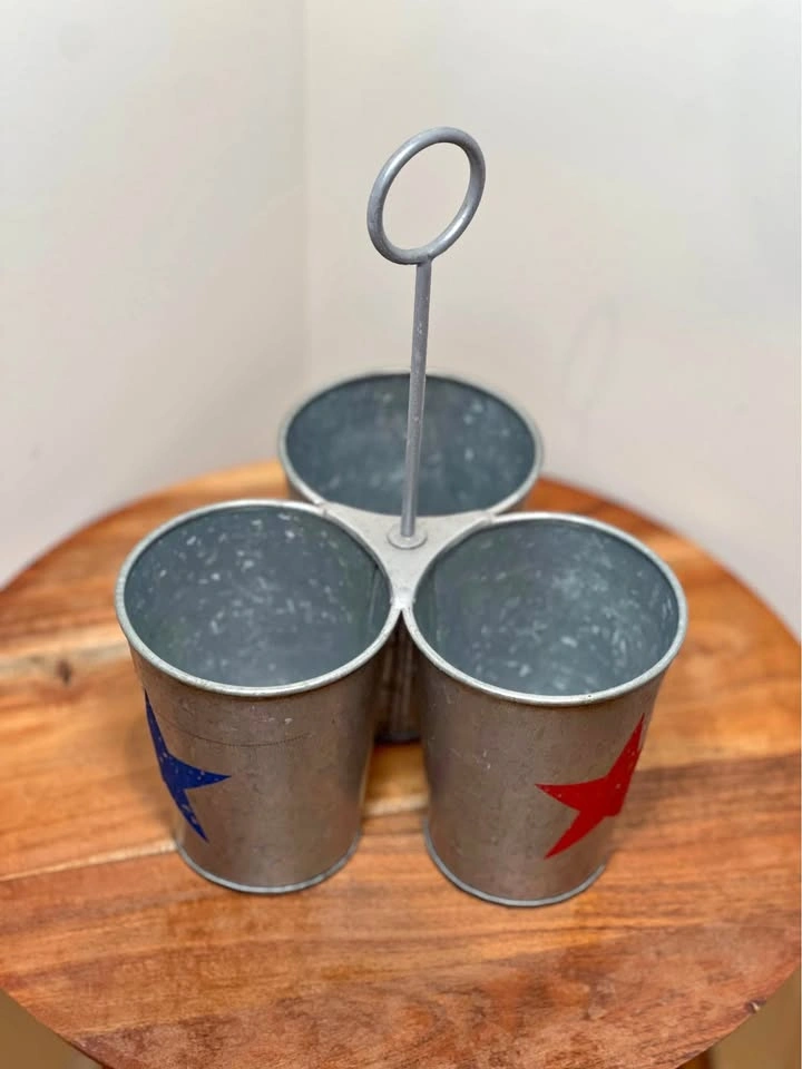 Pottery Barn Galvanized Metal Utensil Caddy – Patriotic Stars