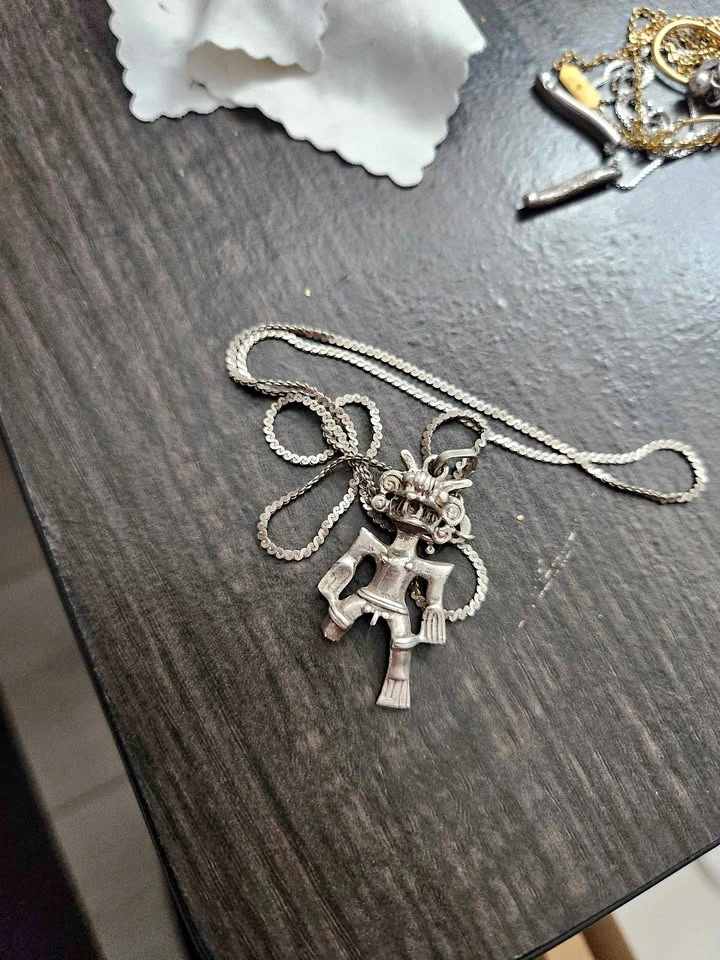 Mayan Warrior Chain and Pendant in 950 silver