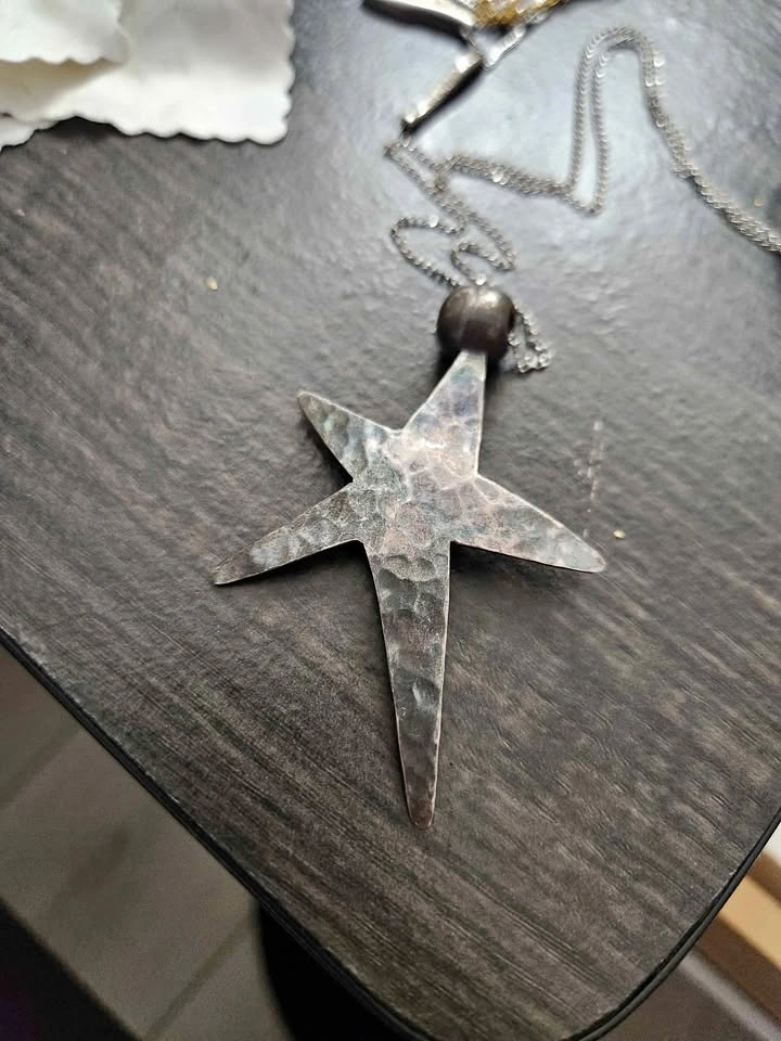 Vintage Sterling, Hammered Starfish Pendant