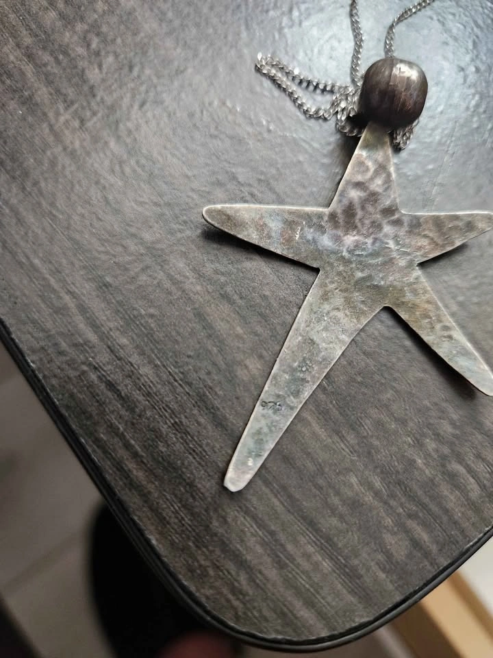 Vintage Sterling, Hammered Starfish Pendant - photo 2