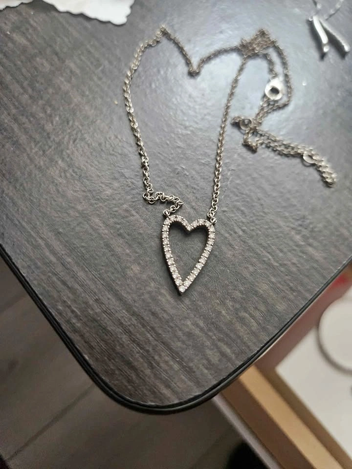 Sterling Heart Pendant and Chain with CZ