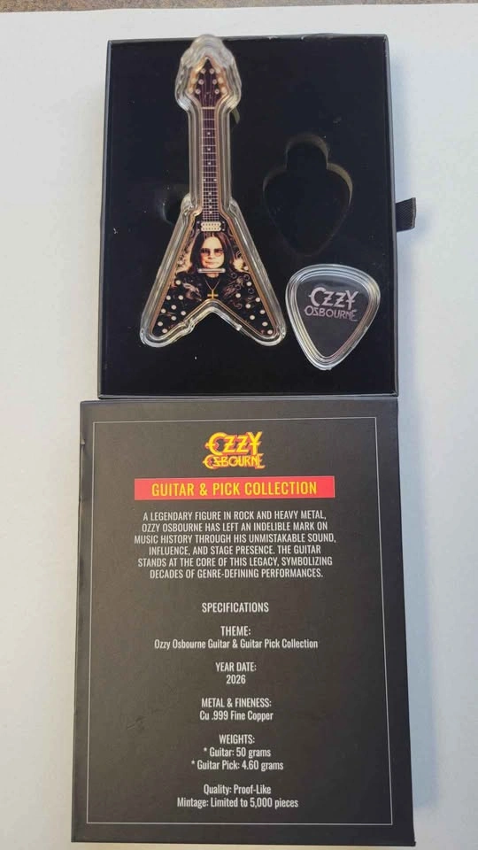 Ozzy Osbourne 50g Copper Bar & 4.6g Pick .999 COA - photo 4