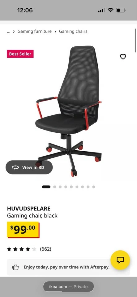 Ikea Black Mesh Office / Gaming Chair with Red Accents - photo 2