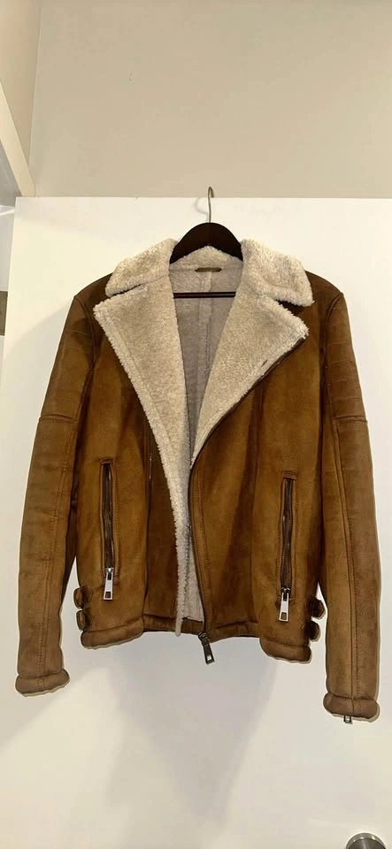 Zara Mens Faux Shearling Biker Jacket
