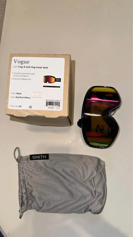 Smith Vogue Ski Goggles Red Sol-X Mirror Lens