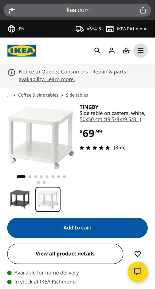 IKEA TINGBY Side coffee table on casters - photo 2