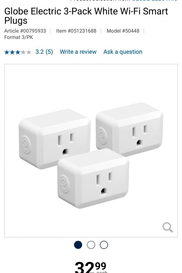 Globe Electric White Wi-Fi Smart Plugs x 2