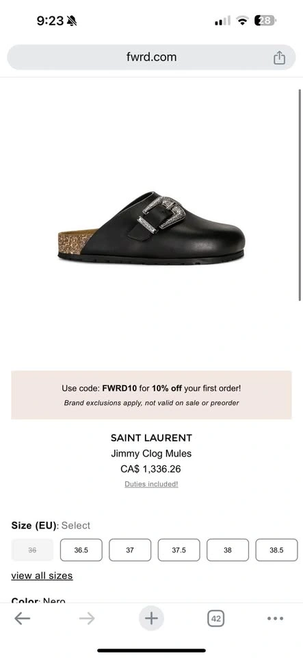 Saint Laurent Jimmy Clog Mule (Women’s Size 39) - photo 2